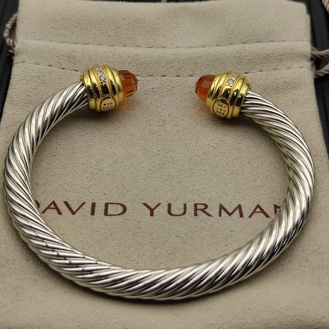 Twisted Cable Two-Tone Gem Terminal Bracelet 8