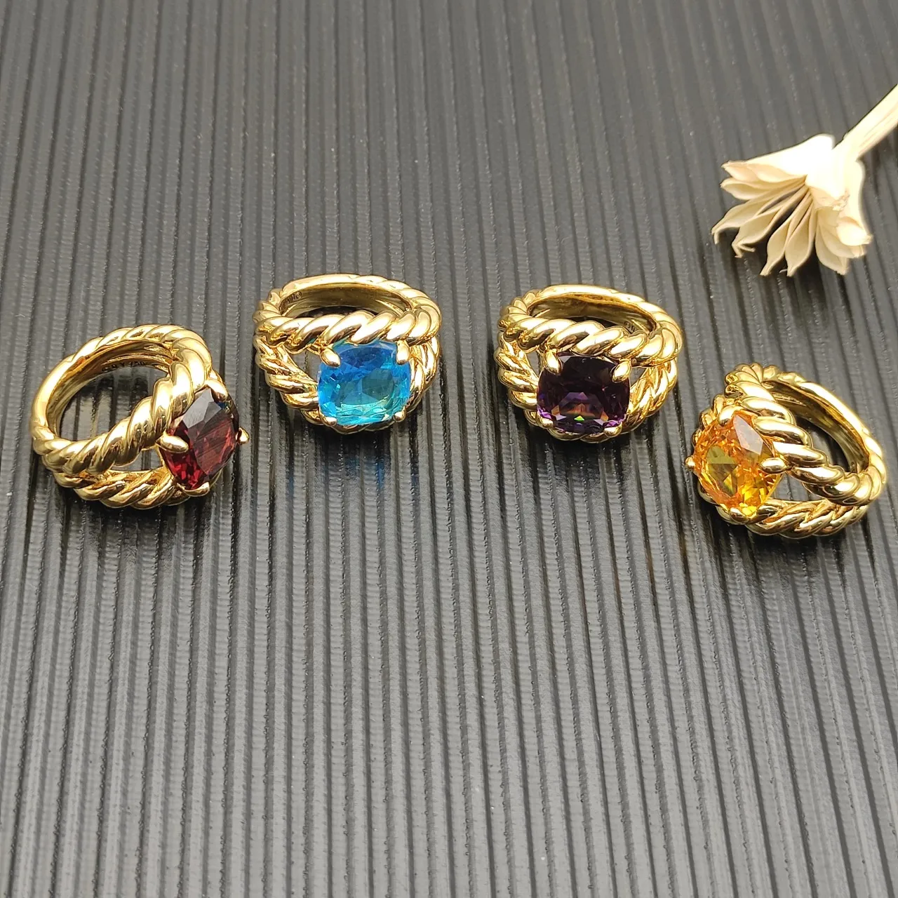 Twisted Rope Band Cushion-Cut Amethyst Ring 2