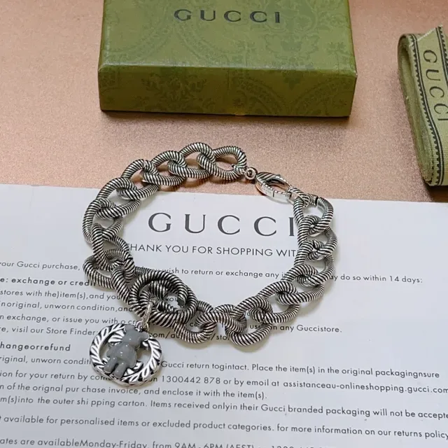 Twisted Rope-Link Enamel Bear Charm Bracelet 7