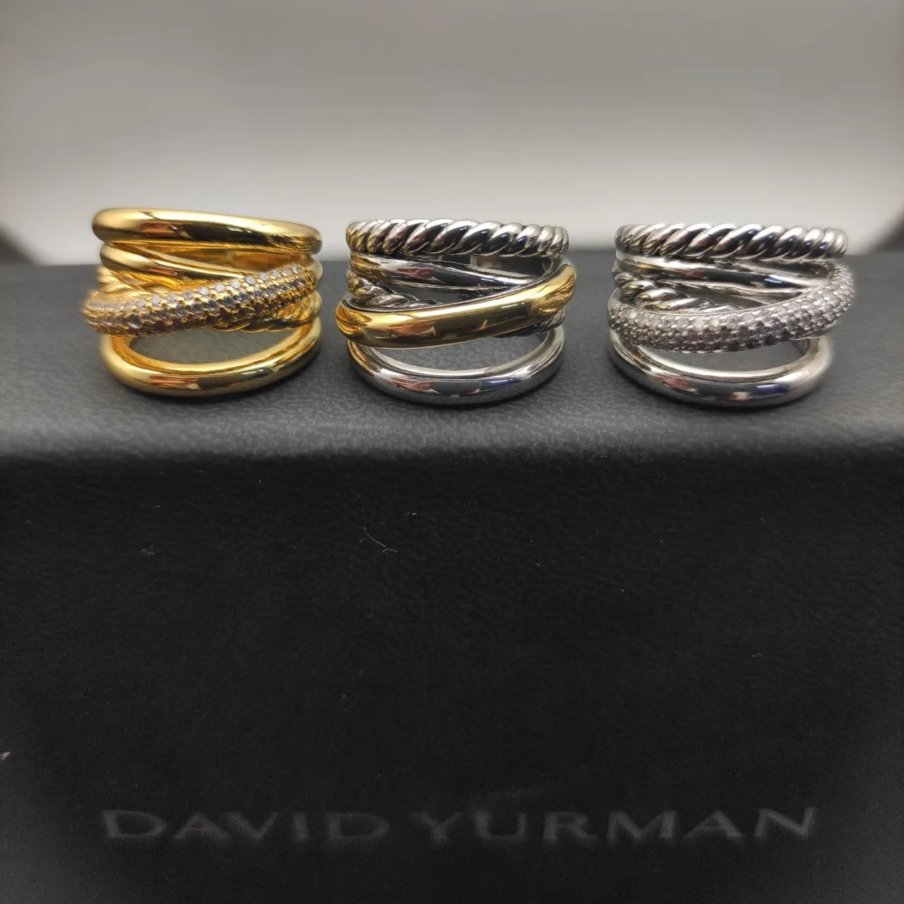 Two-Tone Stacked Rope and Smooth Band Ring 7