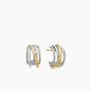 Two-Tone Twisted Rope Hoop Earrings