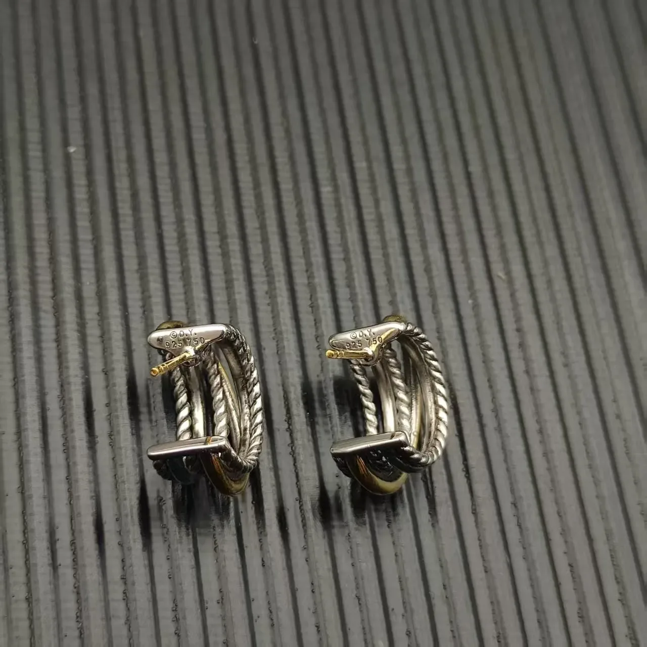Two-Tone Twisted Rope Hoop Earrings 2
