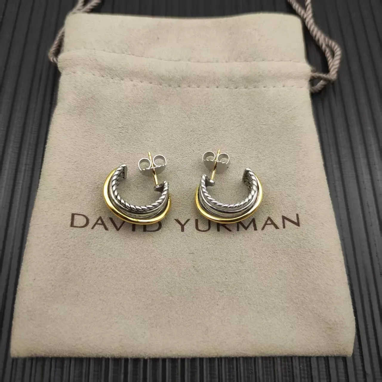 Two-Tone Twisted Rope Hoop Earrings 9