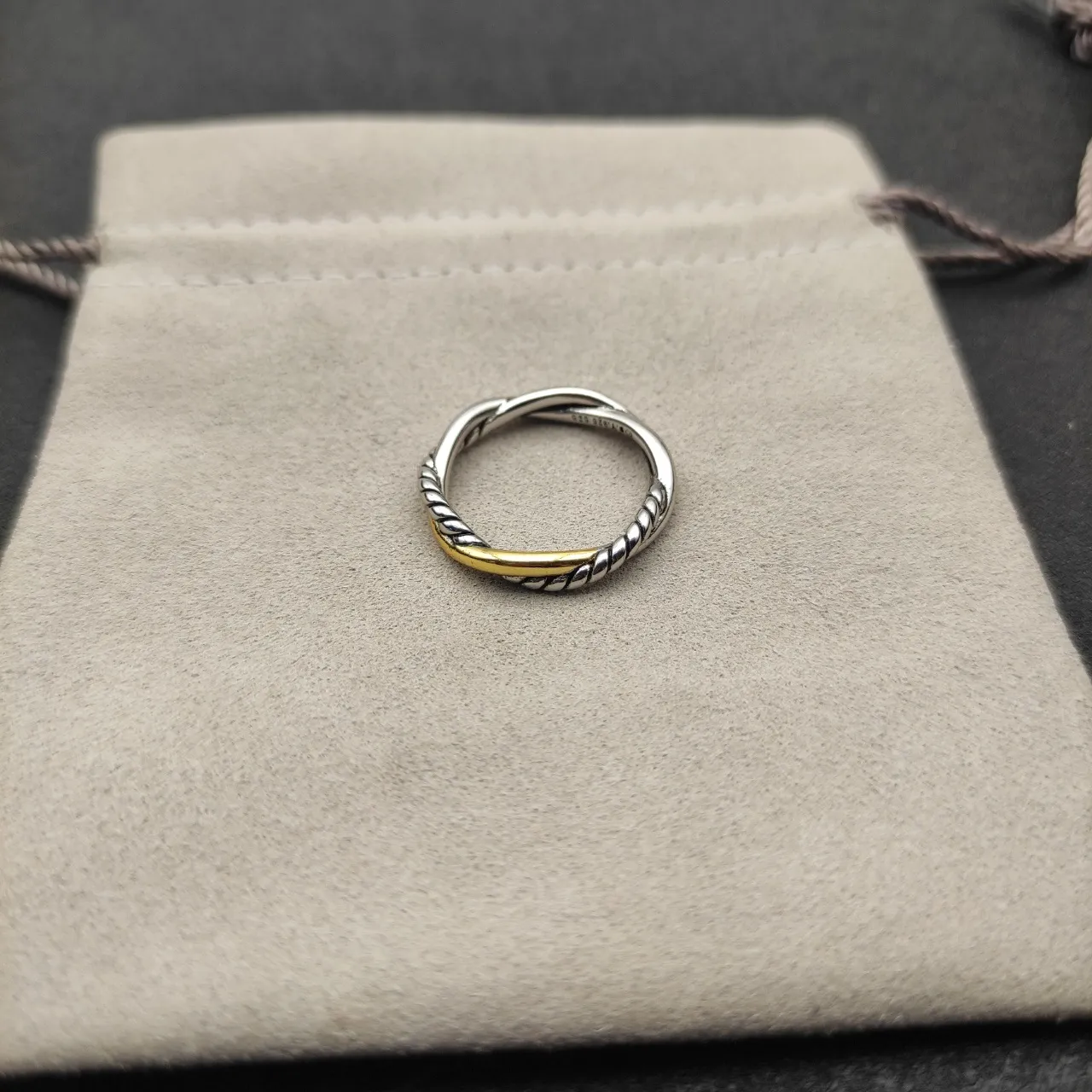 Two-Tone Twisted Rope Interlocking Ring 2