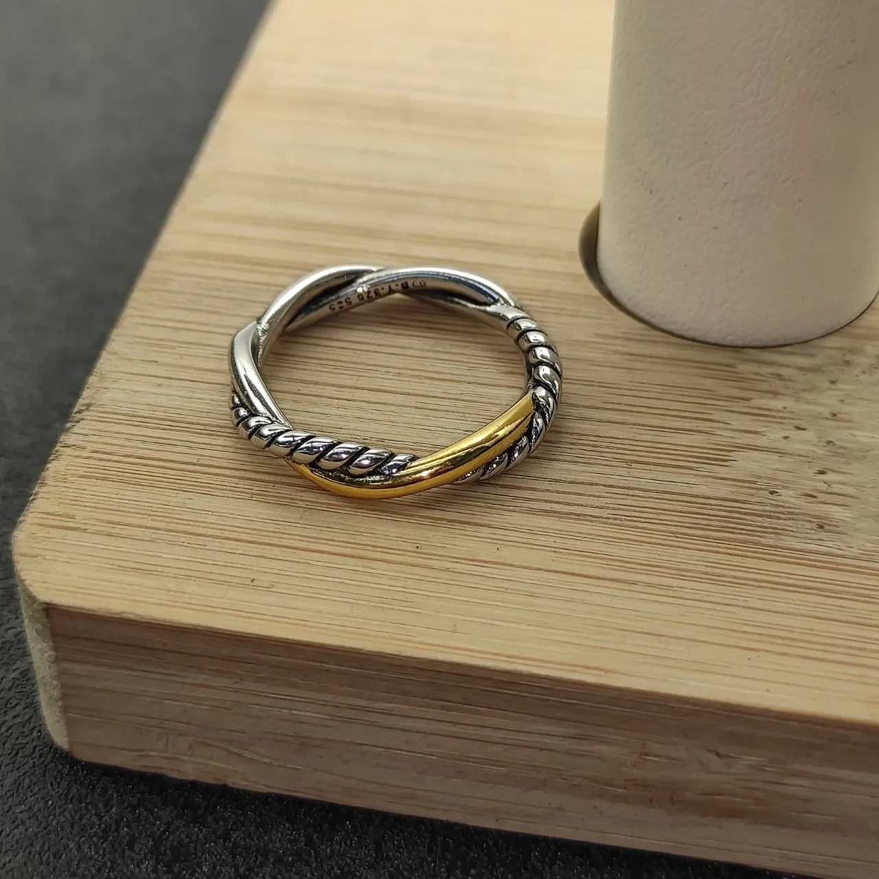 Two-Tone Twisted Rope Interlocking Ring 3