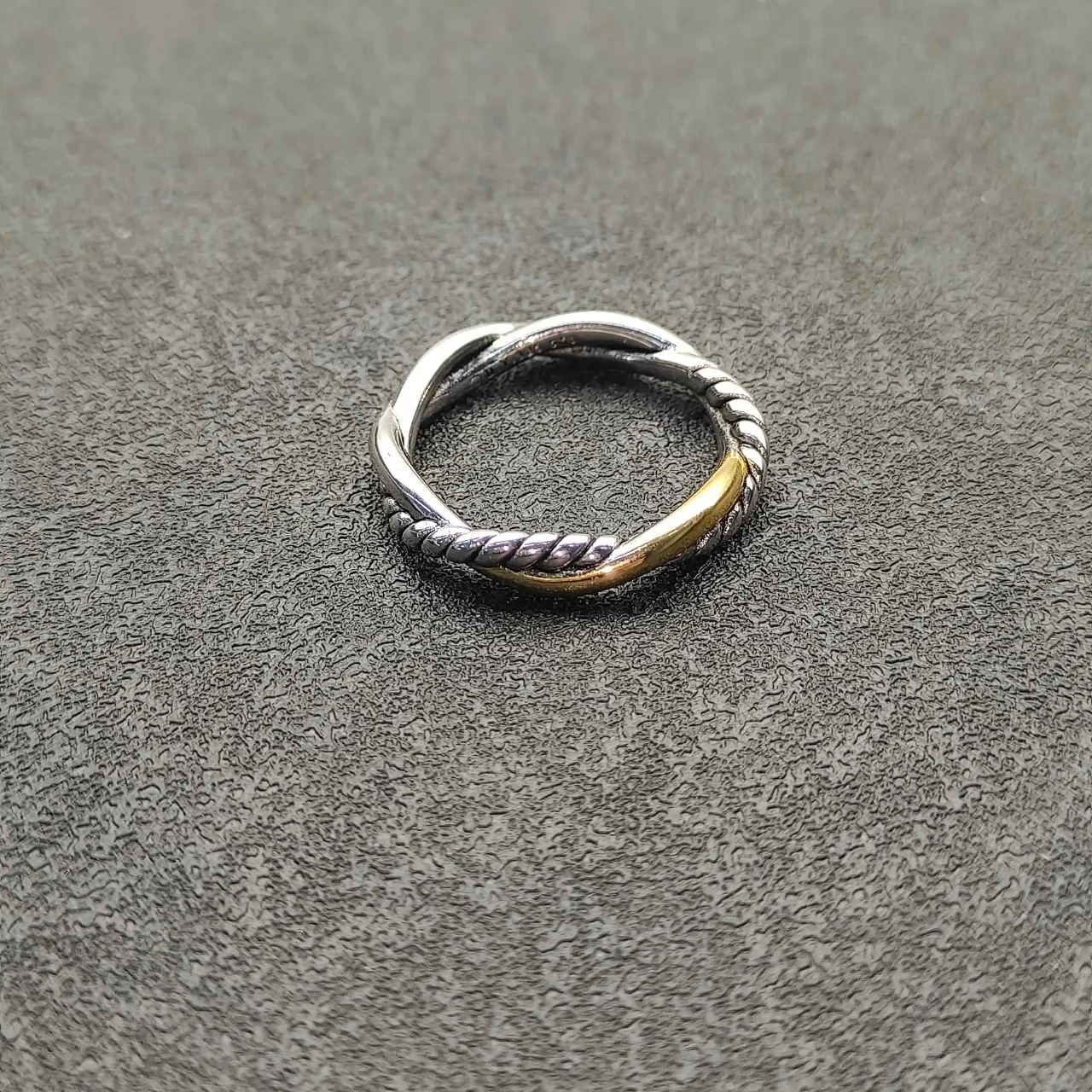 Two-Tone Twisted Rope Interlocking Ring 6