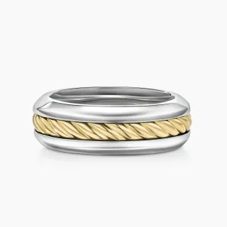 Two-Tone Twisted Rope Rail-Set Ring