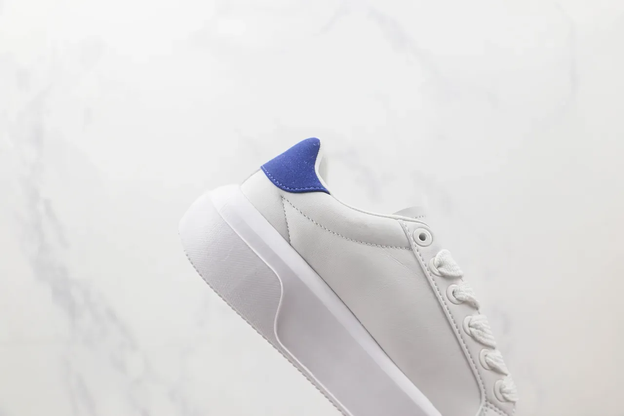 White and Blue Script Logo Platform Lifestyle Sneaker 5