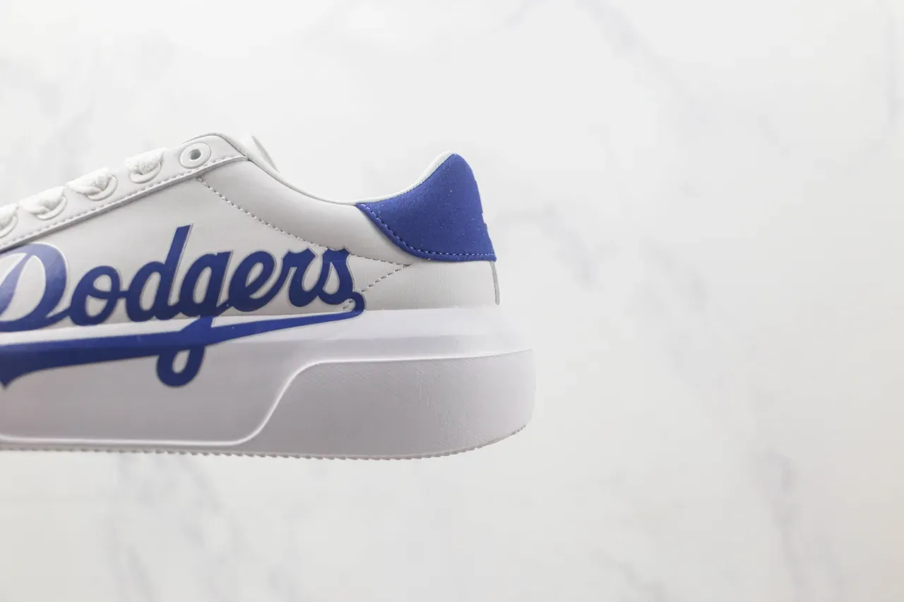 White and Blue Script Logo Platform Lifestyle Sneaker 7