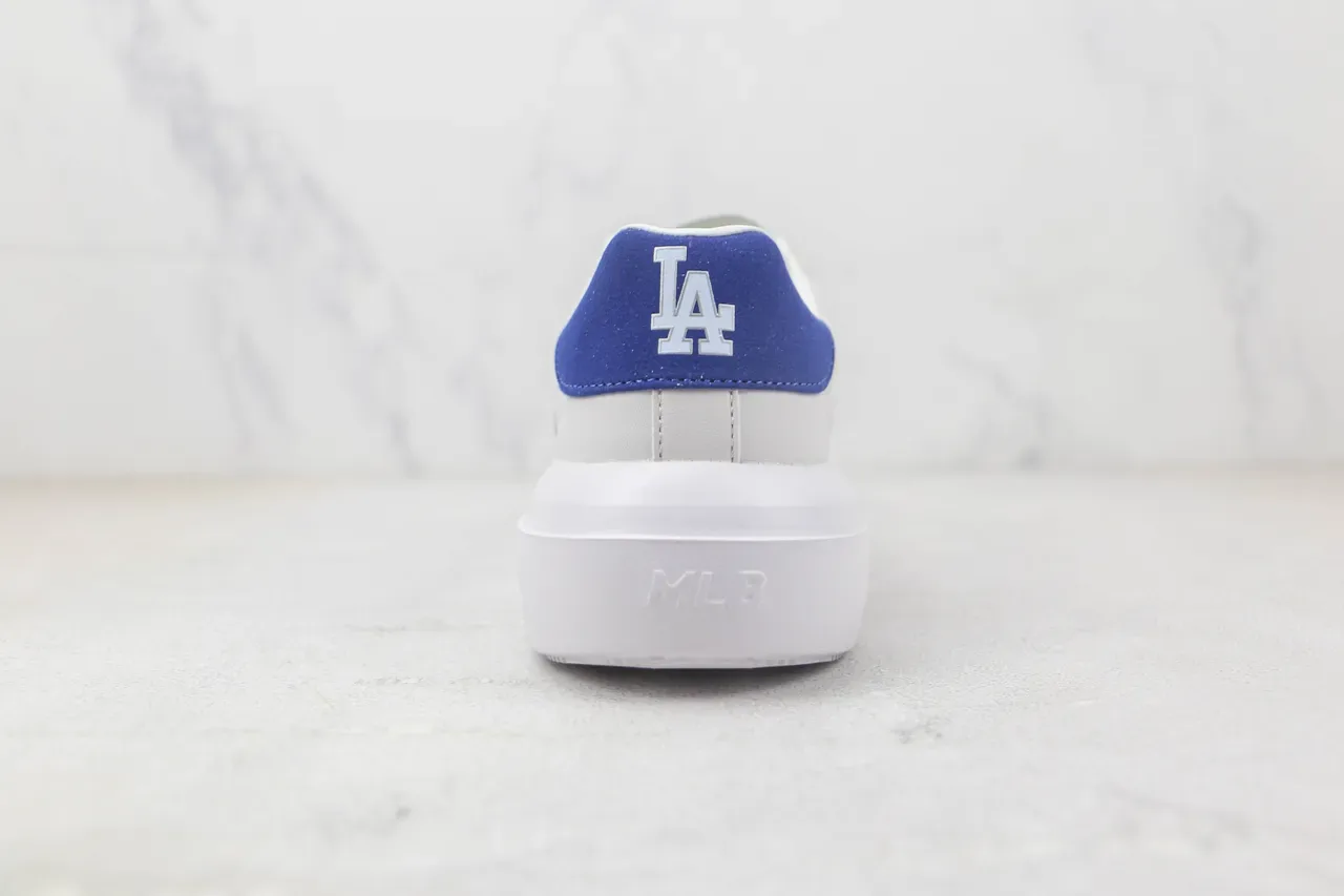White and Blue Script Logo Platform Lifestyle Sneaker 9