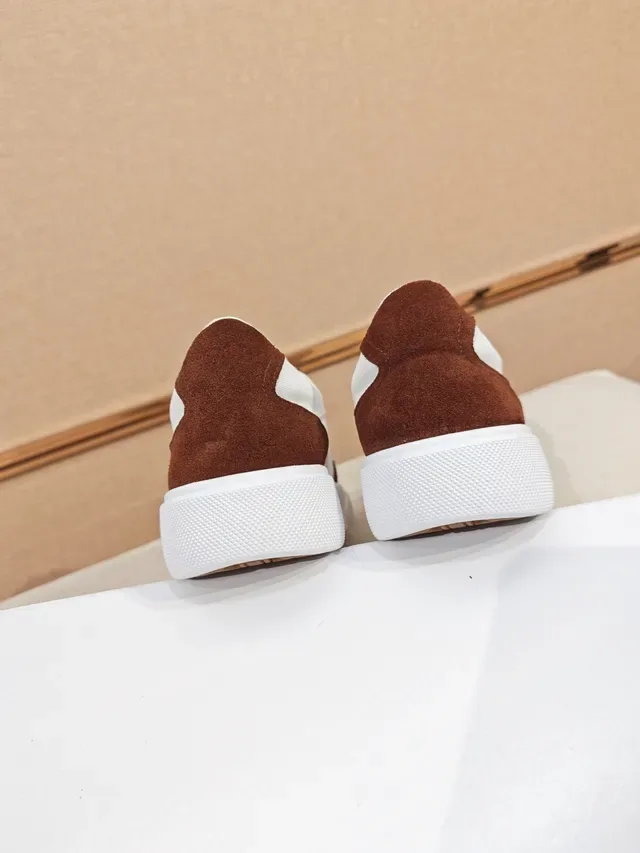 White and Brown Panelled Suede-and-Canvas Lifestyle Sneaker 3