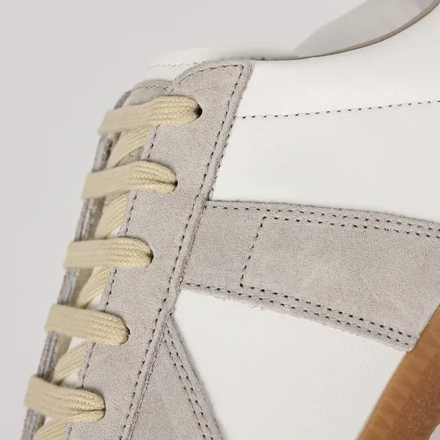 White and Gray Suede Panelled Low-Top Lifestyle Sneaker 6