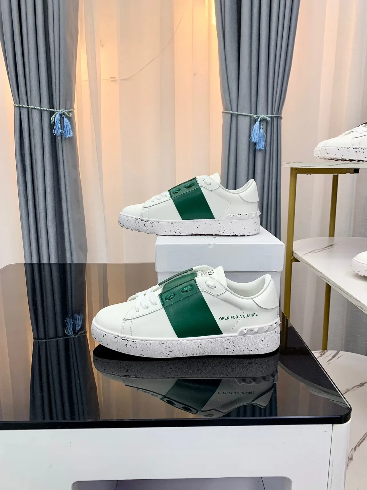 White and Green Strap Lifestyle Sneakers 3