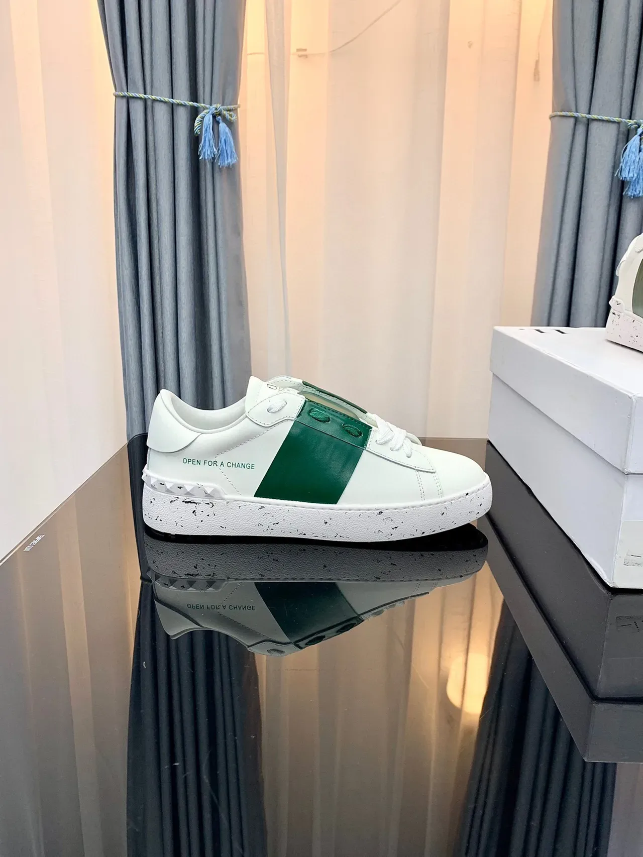 White and Green Strap Lifestyle Sneakers 6