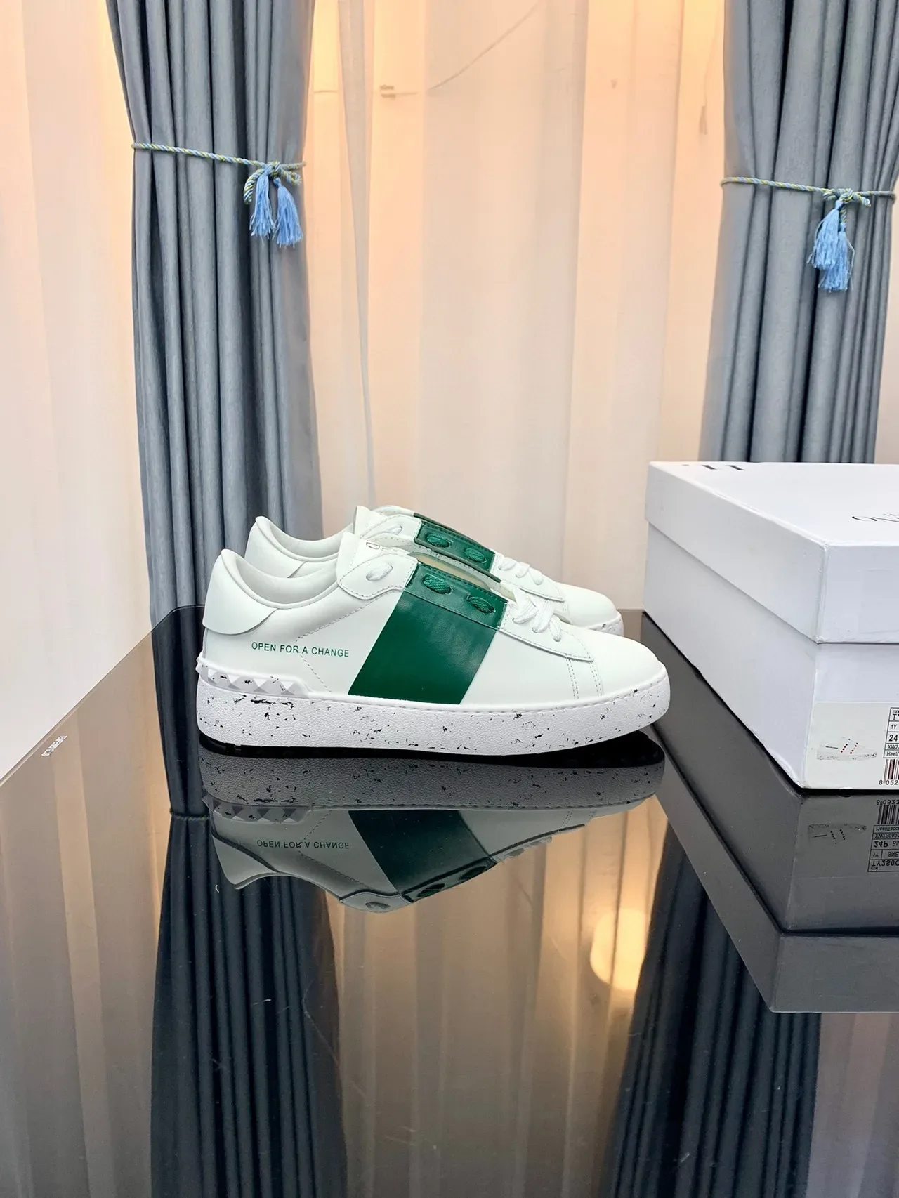 White and Green Strap Lifestyle Sneakers 8