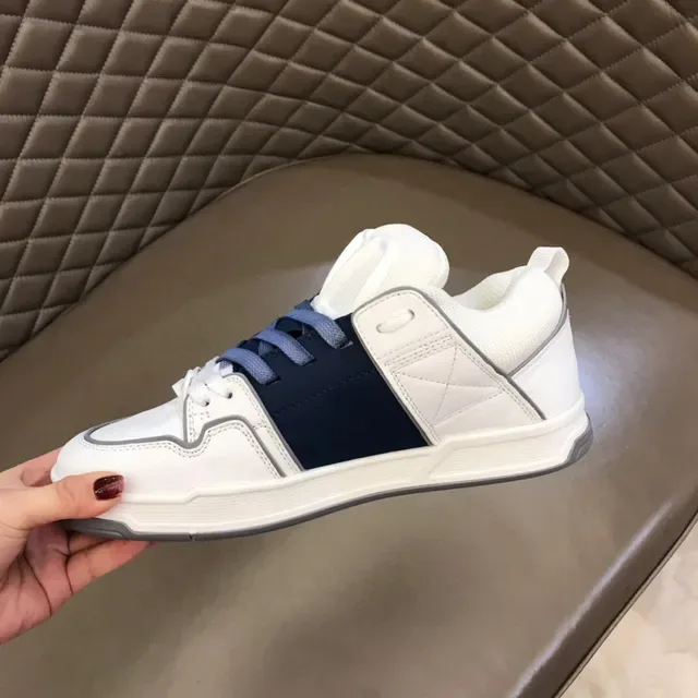 White and Navy Mixed-Material Low-Top Lifestyle Sneaker 8