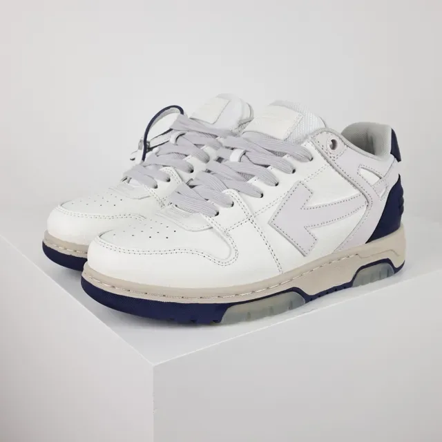 White and Navy Panelled Low-Top Sneaker 2