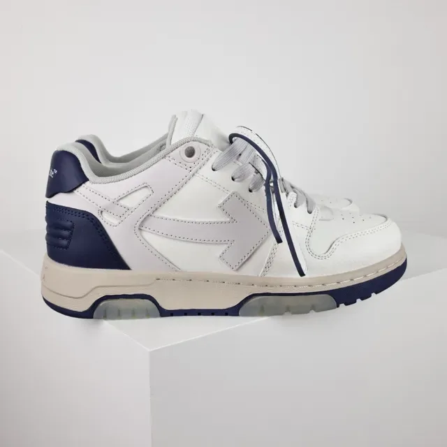 White and Navy Panelled Low-Top Sneaker 3