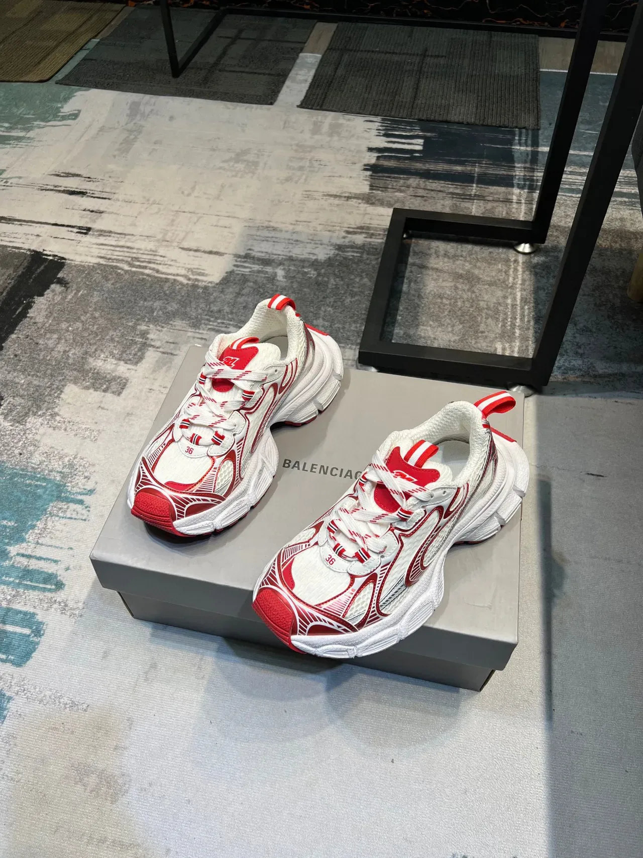 White and Red Chunky Lifestyle Sneaker 5