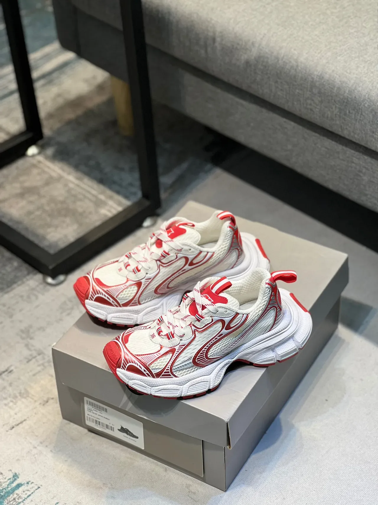 White and Red Chunky Lifestyle Sneaker 7