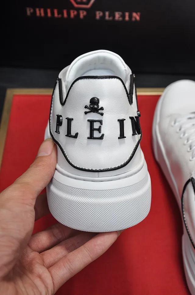 White Black Leather-Like Upper Contrast Piping Sneakers 2