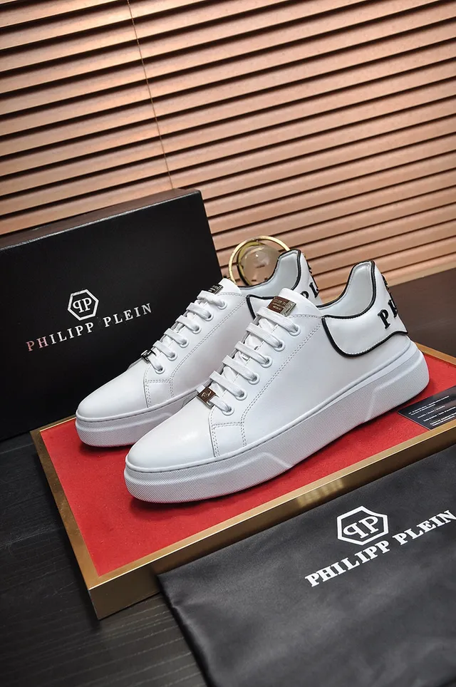 White Black Leather-Like Upper Contrast Piping Sneakers 7