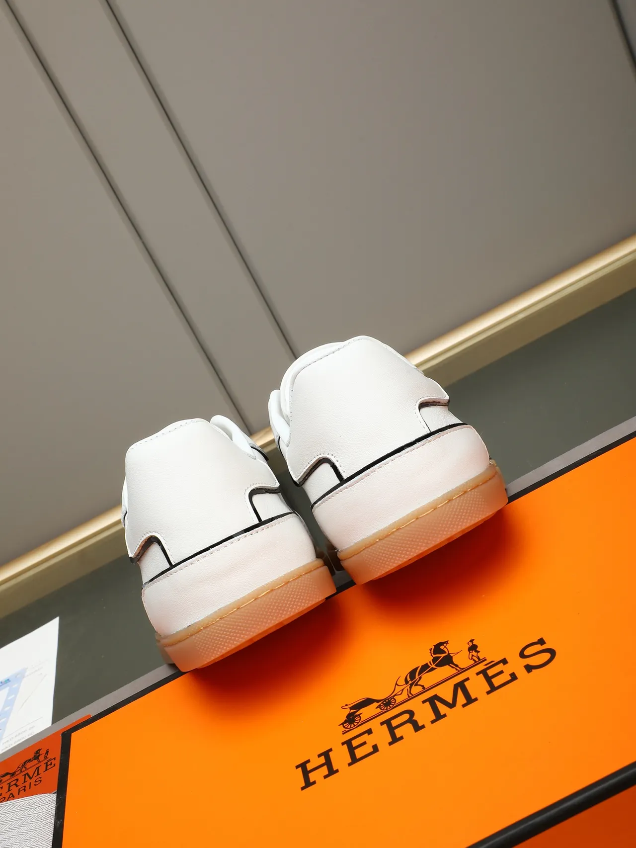 White Black Leather Piping Detail Sneakers 3