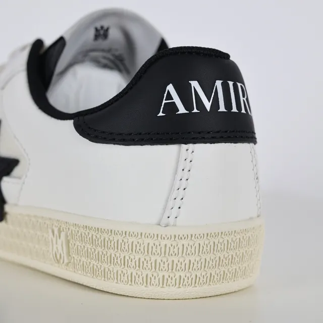 White Black Leather Upper Three Star Appliqués Sneakers 4