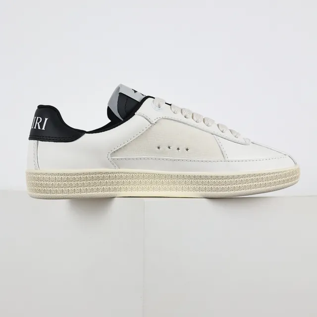 White Black Leather Upper Three Star Appliqués Sneakers 7
