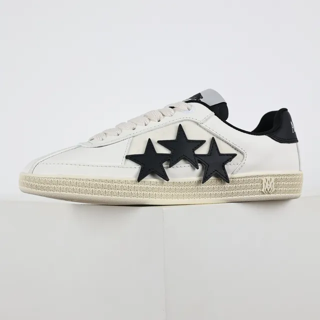 White Black Leather Upper Three Star Appliqués Sneakers 9