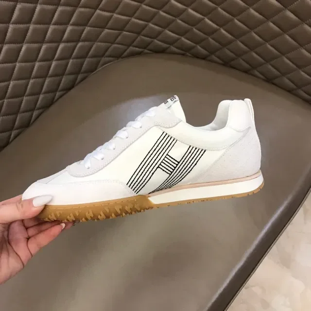White Brown Low-Top Gum Sole Sneakers 3