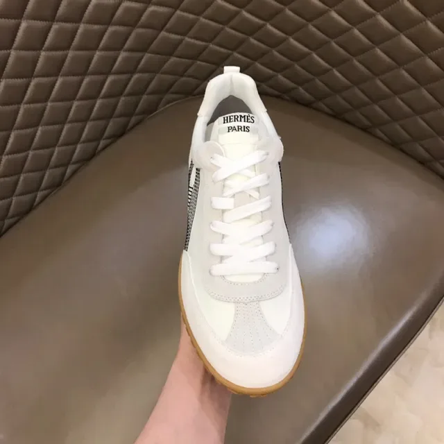 White Brown Low-Top Gum Sole Sneakers 4