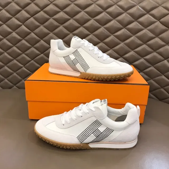 White Brown Low-Top Gum Sole Sneakers 7