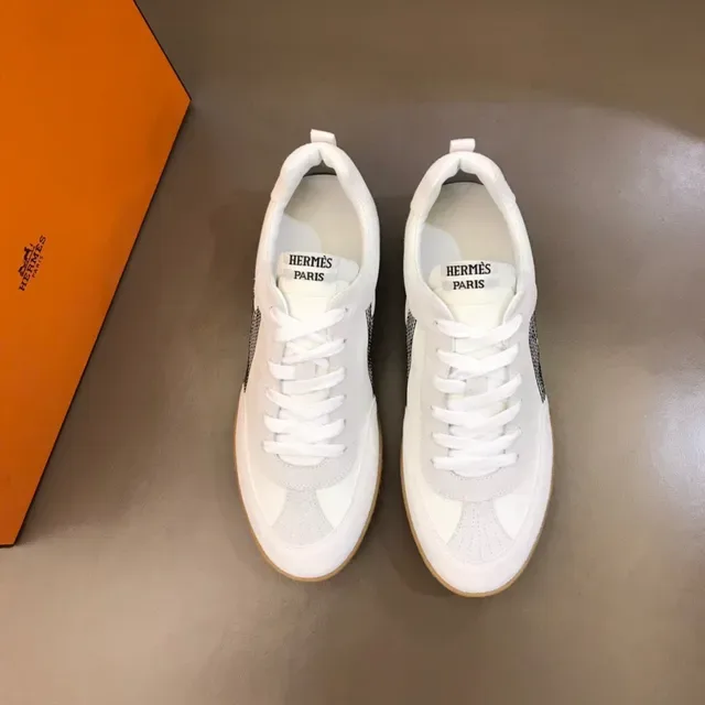 White Brown Low-Top Gum Sole Sneakers 8