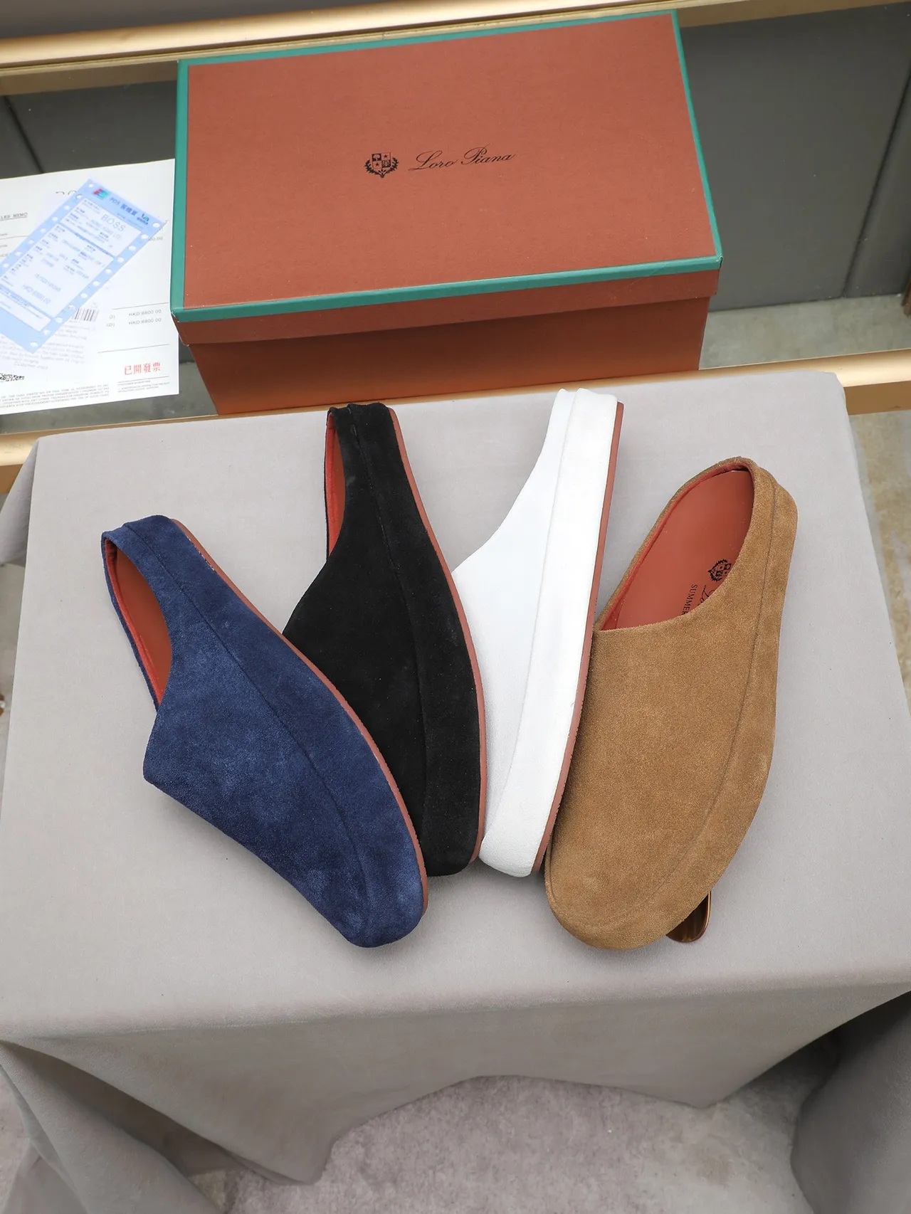 White Brown Suede Upper Backless Slip-On Casual Shoes 2