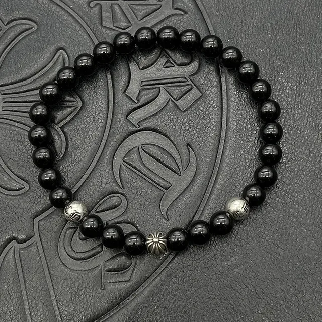 White Gold Pearl-Beaded Cross Pendant Bracelet 2