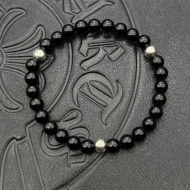 White Gold Pearl-Beaded Cross Pendant Bracelet 3