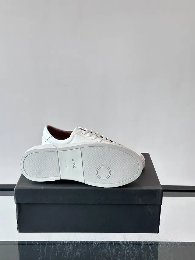 White Low-Top Embossed Logo Lifestyle Sneakers 2