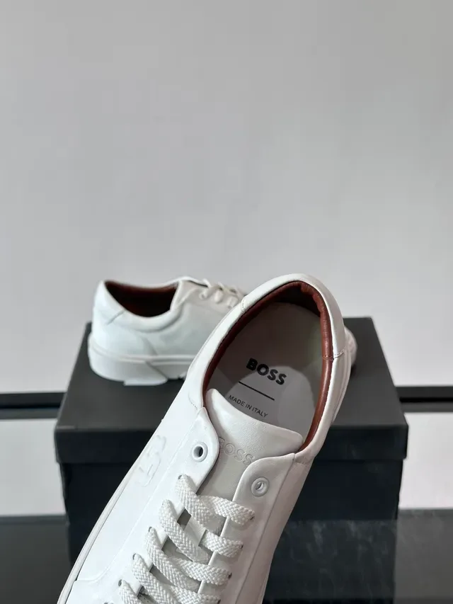 White Low-Top Embossed Logo Lifestyle Sneakers 3