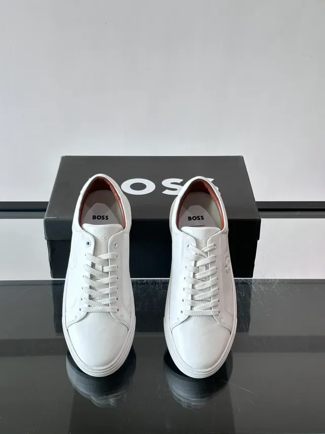 White Low-Top Embossed Logo Lifestyle Sneakers 4