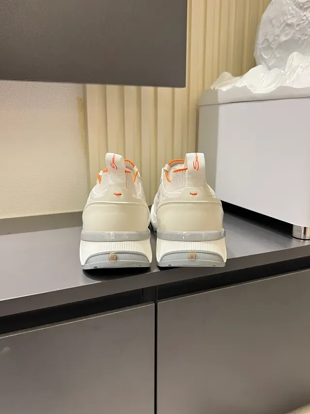 White Orange Knit Upper Accent Trim Sneakers 2