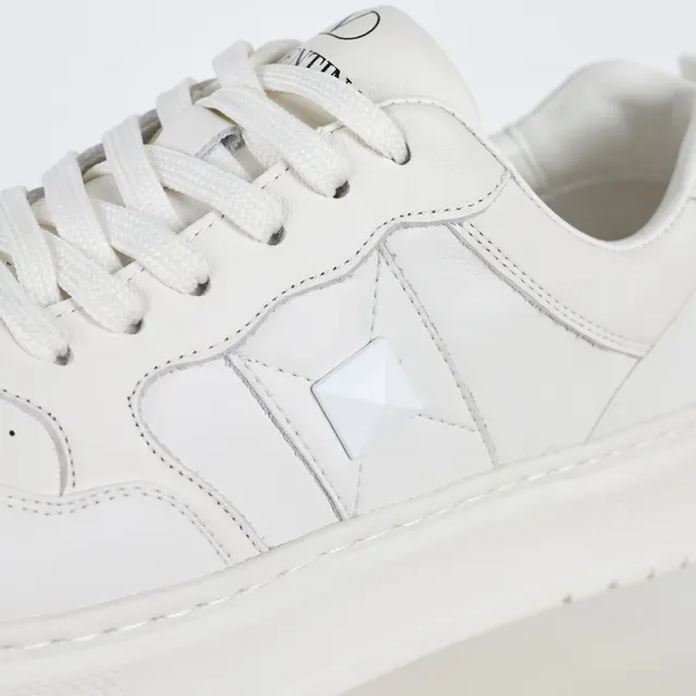 White Panelled Platform Sole Low-Top Sneakers 6