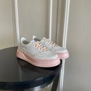 Zapatillas Blancas Rosadas Suela Plataforma Superior Perforada