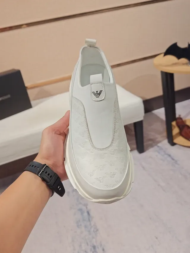 White Slip-On Embossed Upper Chunky Sole Lifestyle Sneaker 5