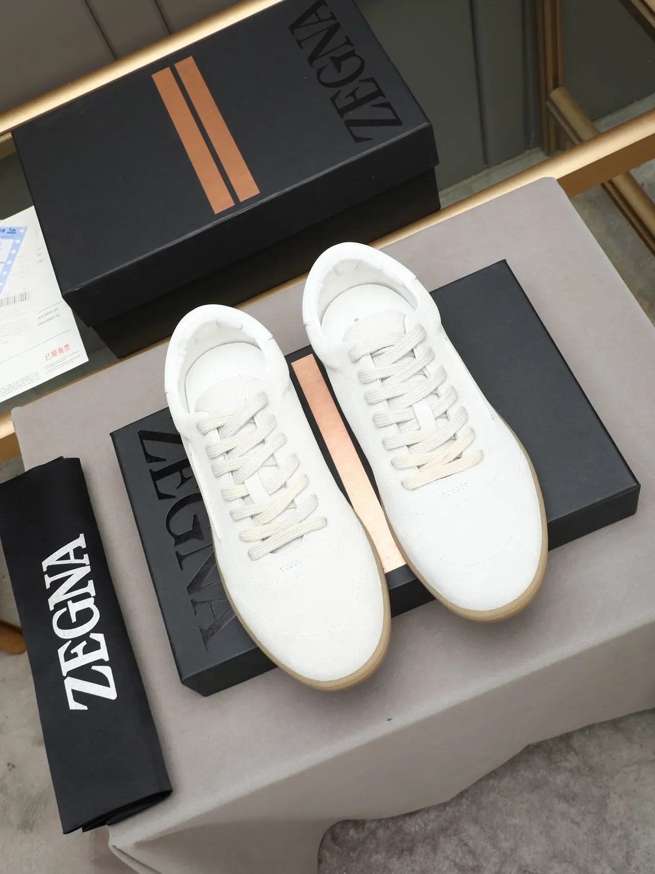 White Suede Low-Top Gum Sole Lifestyle Sneaker 2
