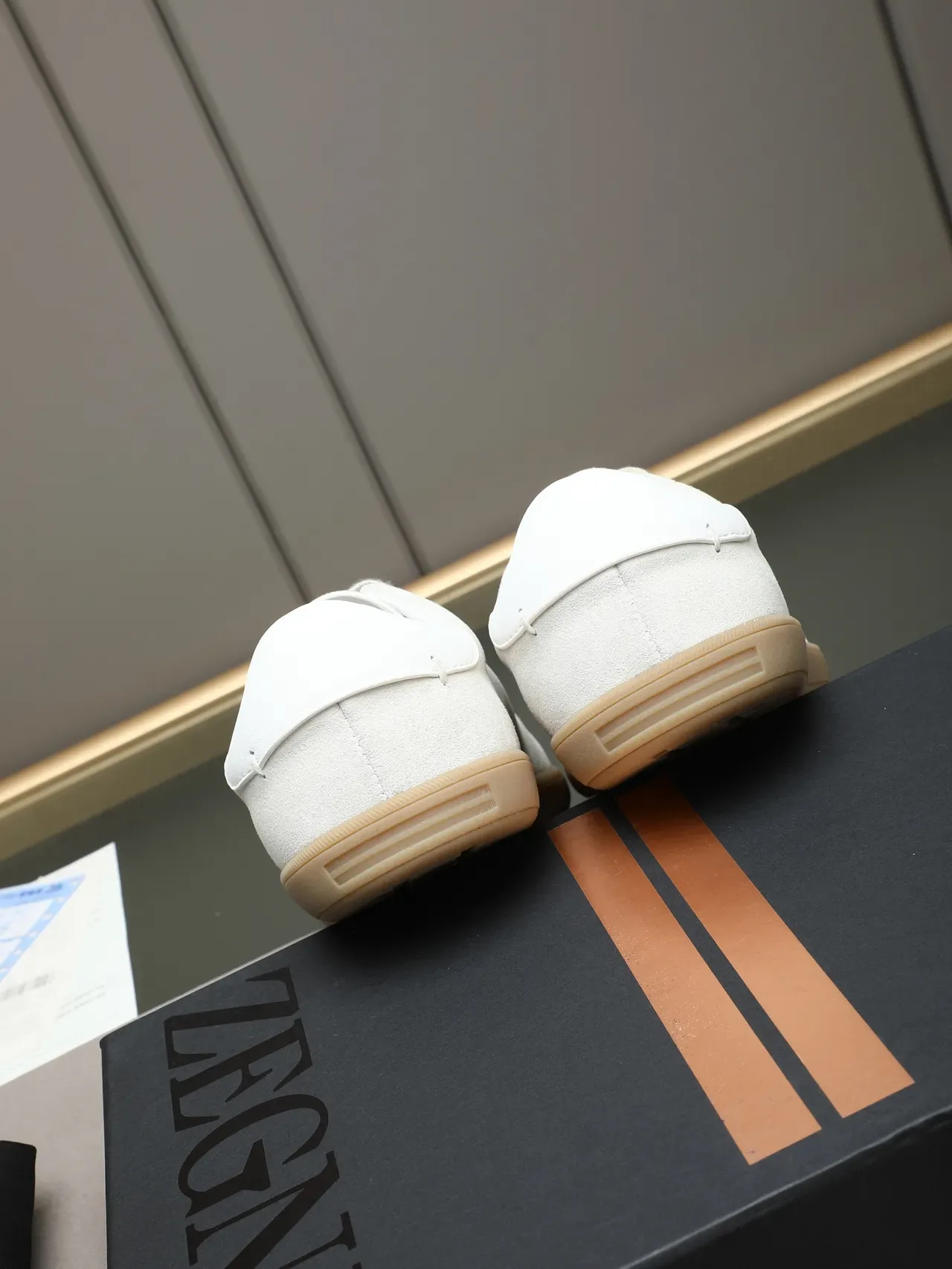 White Suede Low-Top Gum Sole Lifestyle Sneaker 3