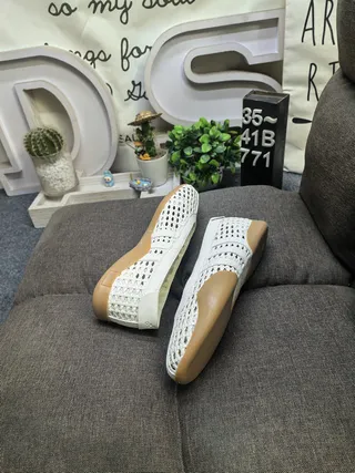 Woven Off-White Slip-On Casual Shoes 6