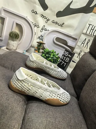 Woven Off-White Slip-On Casual Shoes 9