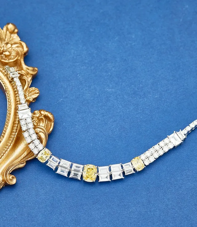 Yellow and Clear Stone Linear Link Bracelet 3