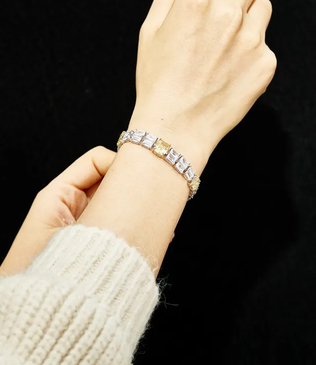 Yellow and Clear Stone Linear Link Bracelet 6